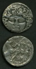 Medusa head Roman coin.